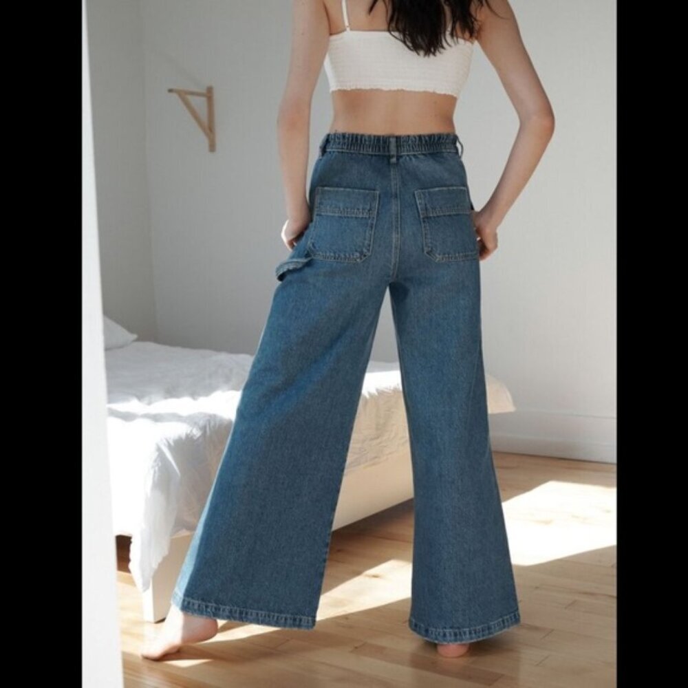 Garage A-Line Wide Leg Jean Carpenter Loop Woman 25 Elastic Waist 100% Cotton